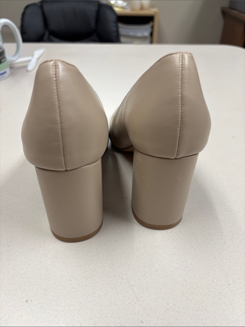 Journee Collection Taupe Pointed Toe Block Heel Pumps - Picture 4 of 10